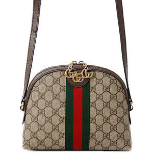 Gucci Ophidia Shoulder Bag Beige Ebony GG Supreme Canvas Brown